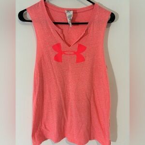 Under Armour Women’s Medium Sleeveless Muscle Tank VNeck Coral/Pink Top Summer